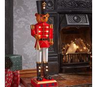 Samuel Alexander 80Cm Battery Powered Light Up Metal Christmas Teddy Nutcracker Decoration With Leds