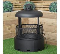 Samuel Alexander 80cm Black Steel Firedancer Chiminea Fire Pit with Fire Poker