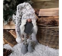Samuel Alexander 80Cm Festive Christmas Female Grey Gonk With Oversized Hat & Extendable Legs