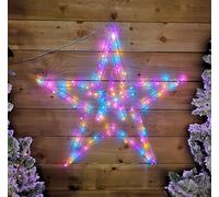 Samuel Alexander 80Cm Light Up Double Star Christmas Decoration With 140 Led In Rainbow