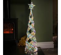 Samuel Alexander 80cm Light up Iridescent Shimmer Spiral Christmas Tree with 400 Warm White LEDs Samuel Alexander White