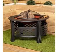 Samuel Alexander 80x58cm Black Steel Garden Patio Firepit Heater BBQ with Cover | Size: 80x58 cm Samuel Alexander Black 80x58 cm