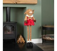 Samuel Alexander 84cm Tall Plush Standing Christmas Highland Girl Cow with Extendable Legs