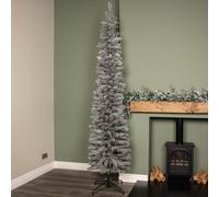 Samuel Alexander 8ft (2.4m) Grey Artificial Pencil Christmas Tree With Green Metal Stand & 460 Tips Samuel Alexander Grey