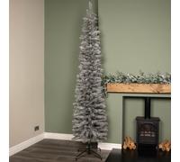 Samuel Alexander 8Ft (2.4M) Grey Artificial Pencil Christmas Tree With Green Metal Stand And 460 Tips