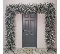 Samuel Alexander 8ft Indoor Flocked PVC Christmas Tree Arch with Snow Tips & Flat Top in Green Samuel Alexander Green