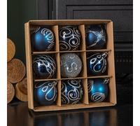 Samuel Alexander 9 Pack Premier 60mm Deluxe Glitter Christmas Tree Baubles - Midnight Blue in Dark Blue Samuel Alexander Dark Blue