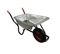 90 Litre 150kg Capacity Heavy Duty Galvanised Samuel Alexander Metal Garden Wheelbarrow with Pneumatic Tyre Samuel Alexander Silver M