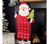 Samuel Alexander 90Cm Fabric Red And White Hanging Santa Advent Calendar Christmas Decoration