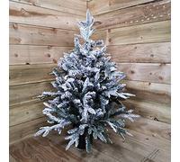Samuel ALEXANDER 90cm Flocked Lapland Artificial 3ft Mini Christmas Tree in Pot 246 Tips No Decorations Snow