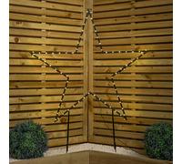 Samuel Alexander 90cm Light up Dewdrop Metal Christmas Star with Garden Stake & Warm White LEDs