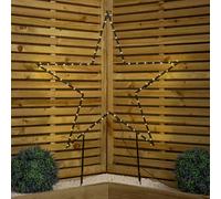 Samuel Alexander 90Cm Light Up Dewdrop Metal Christmas Star With Garden Stake & Warm White Leds