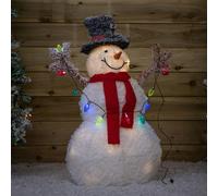 Samuel Alexander 90cm Light up Frosted Tinsel Christmas Snowman with 50 White & Warm White LEDs