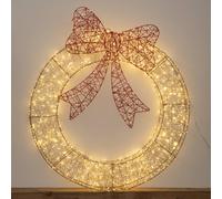 Samuel Alexander 90cm Light up Gold Twist Christmas Wreath with Red Bow Samuel Alexander Gold