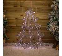 Samuel Alexander 90Cm Light Up Grey Rattan Christmas Tree With 120 White & Warm White Leds