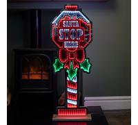 Samuel Alexander 90Cm Light Up Santa Stop Here Sign Christmas Infinity Decoration With Leds