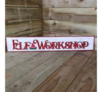 Samuel Alexander 92Cm Wooden White Washed Christmas Elf Workshop Sign With Red Letters