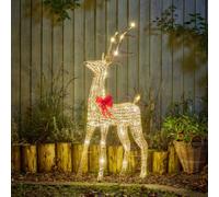 Samuel Alexander 95cm Light up Gold Glitter Twist Christmas Reindeer with 94 Warm White LEDs