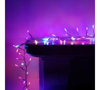Samuel Alexander 960 LED 12.4m Premier Cluster Indoor Outdoor Multi Function Mains Operated Christmas Lights with Timer on Clear Cable in Rainbow