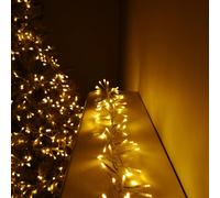 Samuel Alexander 960 LED 12.4m Premier Cluster Indoor Outdoor Multi Function Mains Operated Christmas Lights with Timer on Clear Cable in Vintage Gold