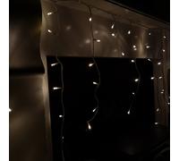 Samuel Alexander 960 LED 23.8m Snowing Iciclebrights Indoor Outdoor Multifunction Christmas Icicle Lights on Clear Cable with Timer in Warm White Samuel Alexander Beige
