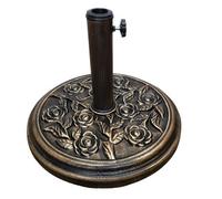 Samuel Alexander 9Kg 45Cm Dia. Cast Iron Effect Garden Parasol Base - Bronze With Rose Design