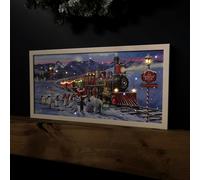 Samuel Alexander Battery Operated 60 x 30cm Light up North Pole Express Train with Santa Picture Canvas