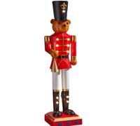 Samuel Alexander Battery Powered Light up Metal Teddy Nutcracker Decoration with LEDs in Red Samuel Alexander Red