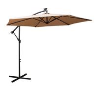 Samuel Alexander Beige Cantilever Lit Banana Garden Parasol, Crank Handle & Solar LEDs Samuel Alexander Beige
