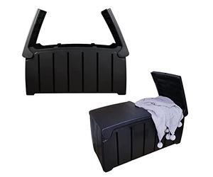 Samuel ALEXANDER Black 115cm x 55cm x 60cm Butterfly Opening Top 300 Litre Large Garden Storage Box Weatherproof with Padlock Hole