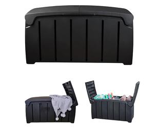 Samuel ALEXANDER Black 300L Large Garden Storage Box - Waterproof Outdoor Plastic Deck Box with Butterfly Lid - Outside Storage Chest for Garden Tools & Shoes