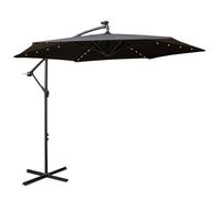 Samuel Alexander Black Cantilever Lit Banana Garden Parasol, Crank Handle & Solar LEDs Samuel Alexander Black