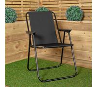 Samuel Alexander Black Lightweight Foldable Canvas Chair With Plastic Armrests