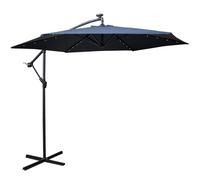 Samuel Alexander Blue Cantilever Lit Banana Garden Parasol, Crank Handle & Solar LEDs Samuel Alexander Blue