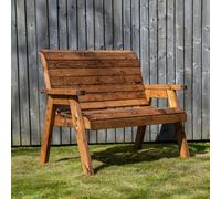 Samuel Alexander Charles Taylor Hand Made Traditional 3 Seater Chunky Rustic Wooden Garden Bench Furniture in Red Samuel Alexander Red