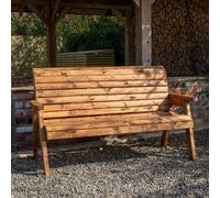 Samuel Alexander Charles Taylor Hand Made Traditional 3 Seater Chunky Rustic Wooden Garden Bench Furniture Assembled