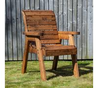 Samuel Alexander Charles Taylor Hand Made Traditional Chunky Rustic Wooden Garden Chair Furniture Flat Packed in Brown Samuel Alexander Brown