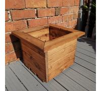 Hand Made 41cm x 41cm Chunky Rustic Wooden Garden Small Square Planter