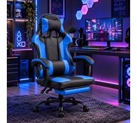 Samuel Alexander Ergonomic Gaming Chair With Footrest And Removable Pillows In Blue
