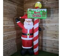 Samuel Alexander Festive Christmas 240cm Inflatable Light Up Outdoor Indoor Santa With Sign