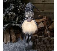 Samuel ALEXANDER Festive Christmas Sitting Gonk with Dangly Legs & LED Light 50cm GREY