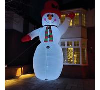 Samuel Alexander GIANT: 20ft (6m) Outdoor Inflatable Lit Christmas Snowman with Raised Arm & 28 LEDs in White Samuel Alexander White