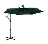 Samuel Alexander Green Cantilever Lit Banana Garden Parasol, Crank Handle & Solar LEDs Samuel Alexander Green