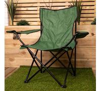 Samuel Alexander Green Folding Canvas Camping / Festival / Outdoor Chair With Arms And Cup Holder