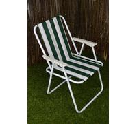 Samuel Alexander Green & White Striped Lightweight Folding Camping / Picnic / Garden Chair