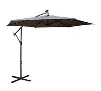 Samuel Alexander Grey Cantilever Lit Banana Garden Parasol, Crank Handle & Solar LEDs Samuel Alexander Grey
