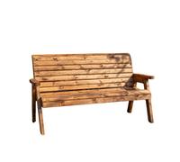 Samuel Alexander Hand Made 3 Seater Chunky Rustic Wooden Garden Bench Assembled in Brown Samuel Alexander Brown
