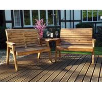 Samuel Alexander Hand Made 4 Seater Chunky Rustic Wooden Furniture Set With 2 Benches & Angled Tray