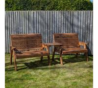Samuel Alexander Hand Made 4 Seater Chunky Rustic Wooden Furniture With 2 Benches & Straight Tray
