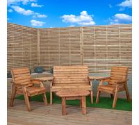 Samuel Alexander Hand Made 4 Seater Chunky Rustic Wooden Garden Furniture Multi Set in Brown Samuel Alexander Brown